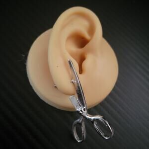Edgy industrial scissor shaped illusion earrings